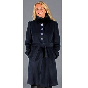 Cashmere and Angora Wool Coat with Chinchilla Rex